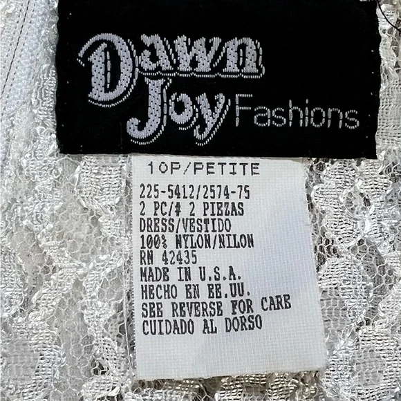 VINTAGE 80s lace corset tie back midi dress formal floral embroidery nylon white - Picture 9 of 11